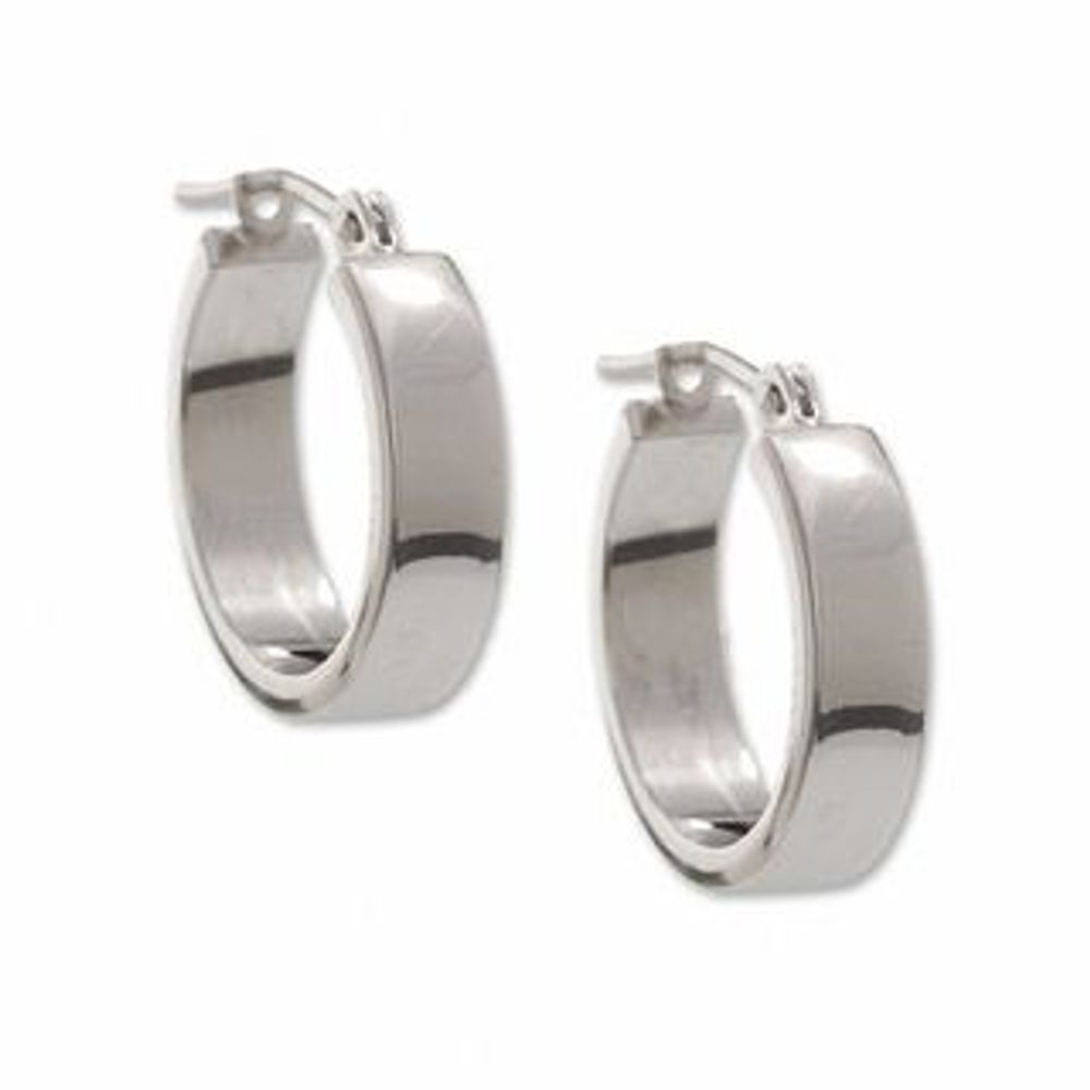 14K White Gold Small 4-Sided Hoop Earrings|Peoples Jewellers