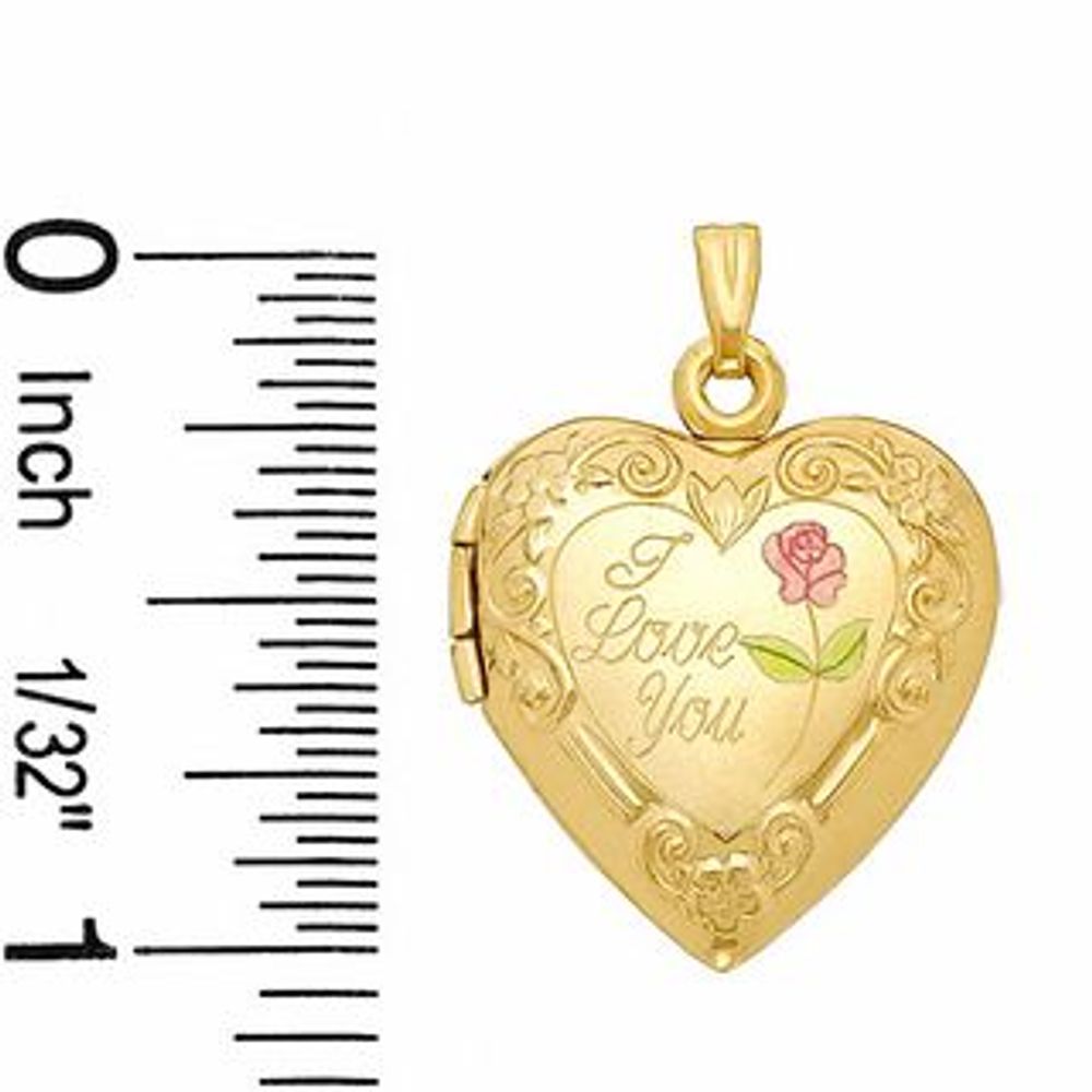 10K Tri-Tone Gold "I Love You" Heart Locket|Peoples Jewellers