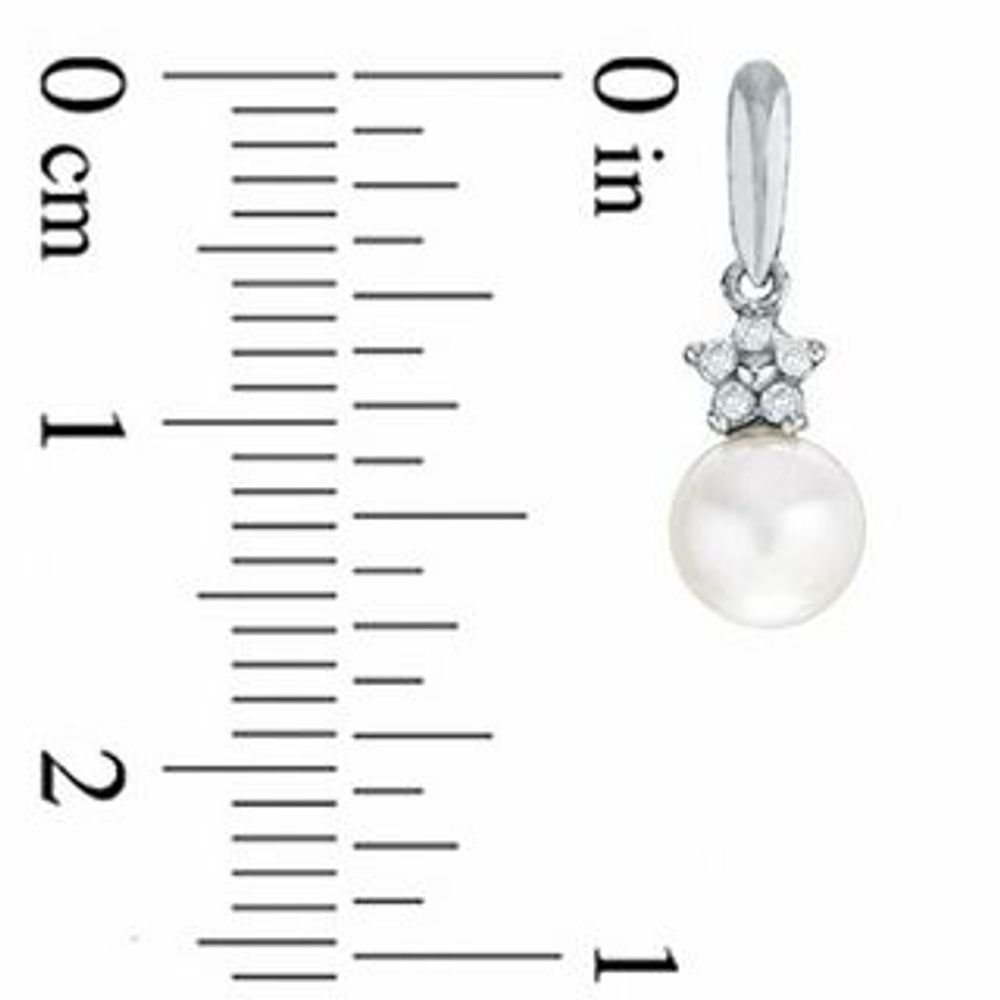 5.5-6.0mm Freshwater Cultured Pearl and Diamond Accent Drop Earrings in 10K White Gold|Peoples Jewellers