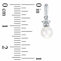 5.5-6.0mm Freshwater Cultured Pearl and Diamond Accent Drop Earrings in 10K White Gold|Peoples Jewellers