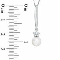 6.5-7.0mm Freshwater Cultured Pearl and Diamond Accent Stick Pendant in 10K White Gold|Peoples Jewellers