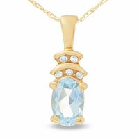 10K Gold Aquamarine Crown Pendant with Diamond Accents|Peoples Jewellers