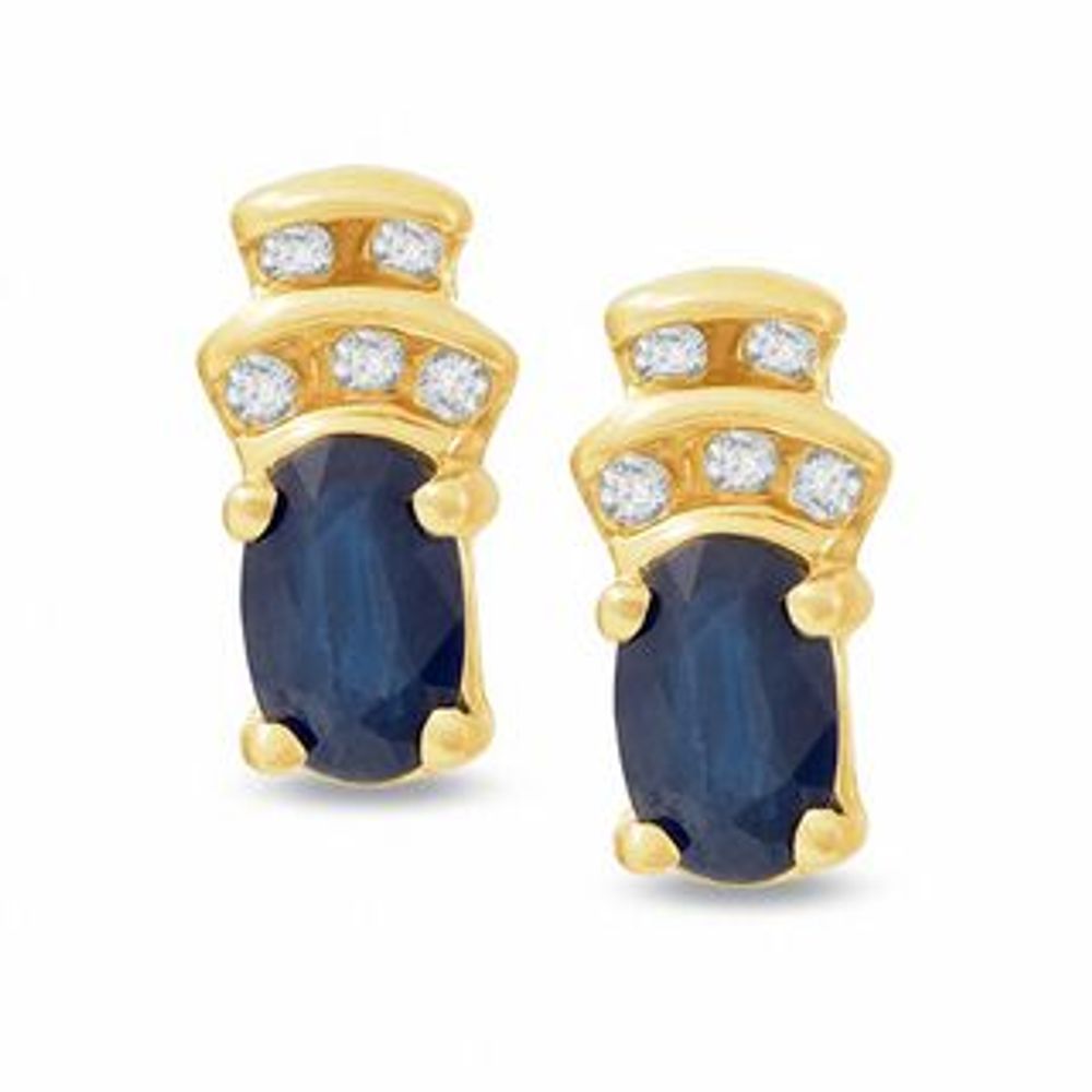 Blue Sapphire Crown Earrings in 10K Gold with Diamond Accents|Peoples Jewellers