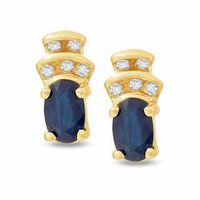 Blue Sapphire Crown Earrings in 10K Gold with Diamond Accents|Peoples Jewellers