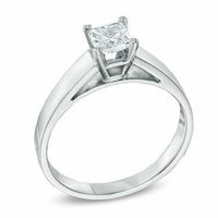 0.50 CT. Princess-Cut Diamond Solitaire Crown Royal Engagement Ring in 14K White Gold (J/I2)|Peoples Jewellers