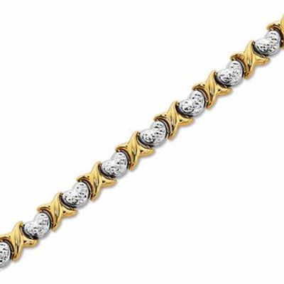 X and Heart Stampato Bracelet in 10K Two-Tone Gold|Peoples Jewellers