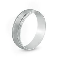 Men's 6.0mm Satin Stepped Edge Wedding Band in 14K White Gold - Size 10|Peoples Jewellers