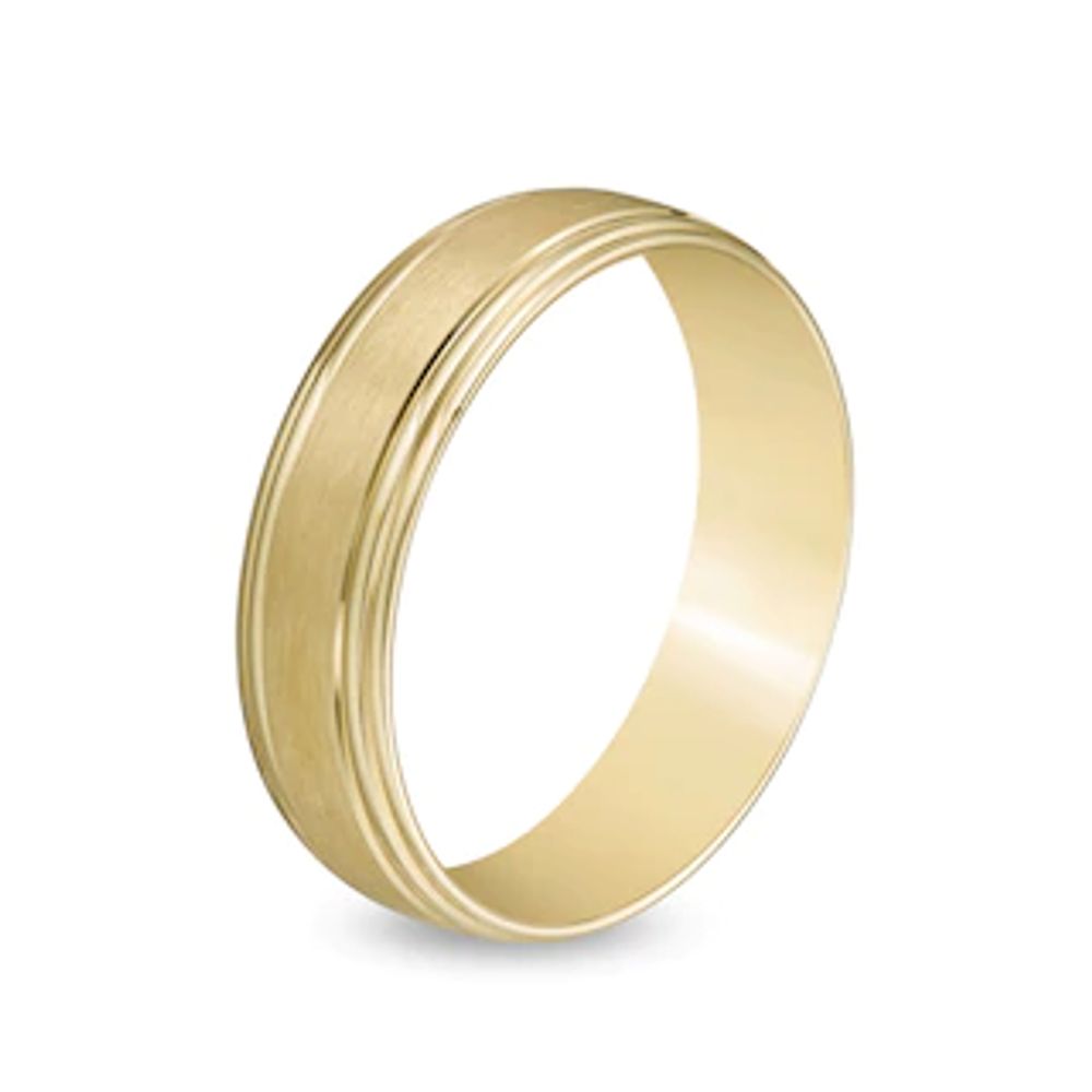 Men's 6.0mm Brushed Stepped Edge Wedding Band in 14K Gold - Size 10|Peoples Jewellers