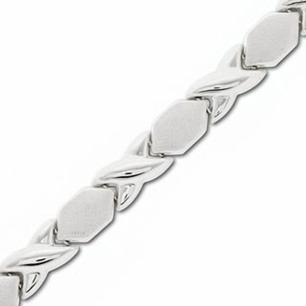 10K White Gold "X" and "O" Stampato Bracelet|Peoples Jewellers