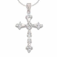 0.50 CT. T.W. Diamond Miracle Cross Pendant in 10K White Gold|Peoples Jewellers