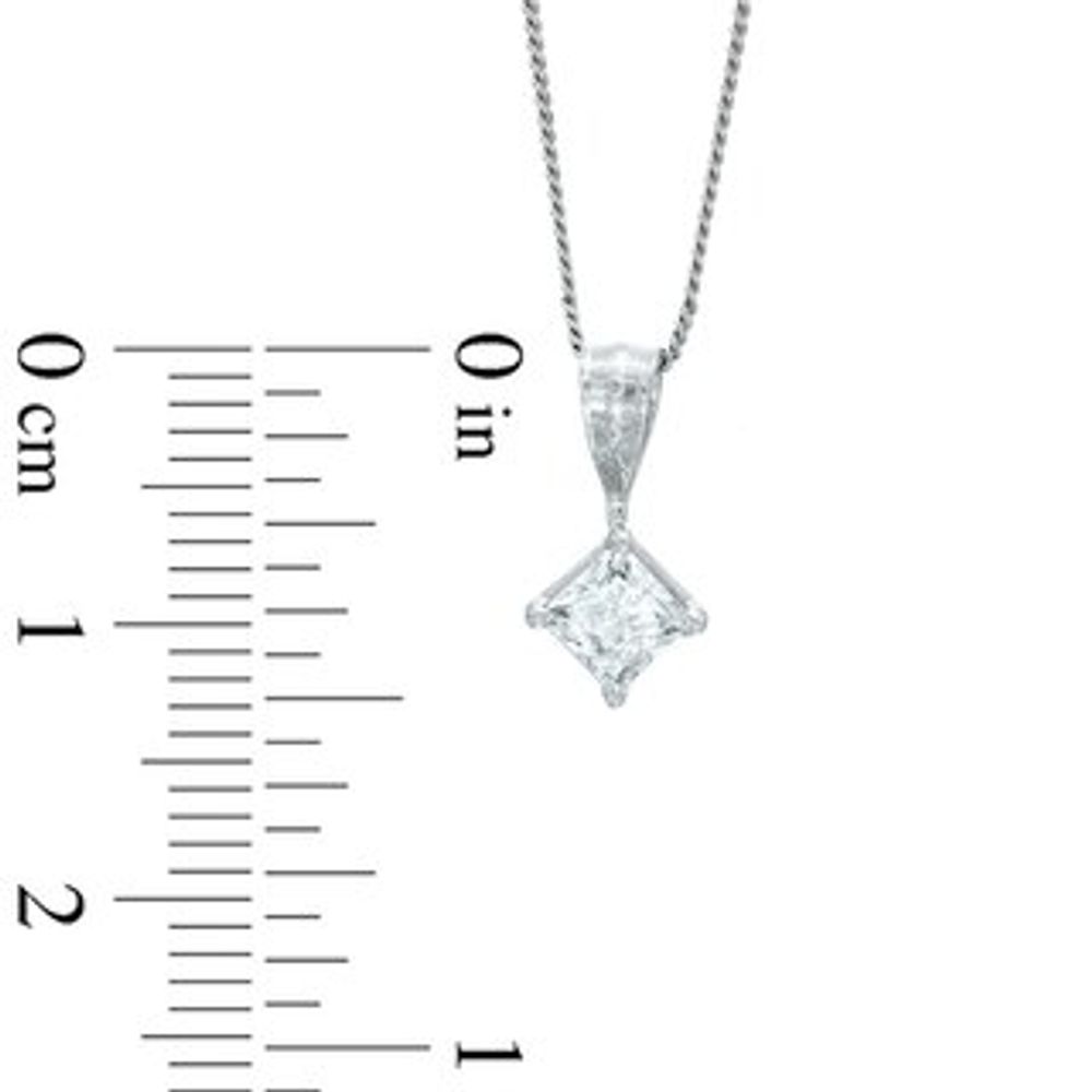 0.25 CT. Princess-Cut Diamond Solitaire Crown Royal Pendant in 14K White Gold (J/I3)|Peoples Jewellers