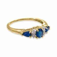 Oval Blue Sapphire Ring in 10K Gold with Diamond Accents|Peoples Jewellers