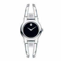 Ladies' Movado Amorosa® Diamond Accent Bangle Watch with Black Dial (Model: 0604982)|Peoples Jewellers