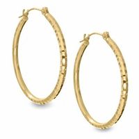 25mm Diamond-Cut Hinged Hoop Earrings in 14K Gold|Peoples Jewellers