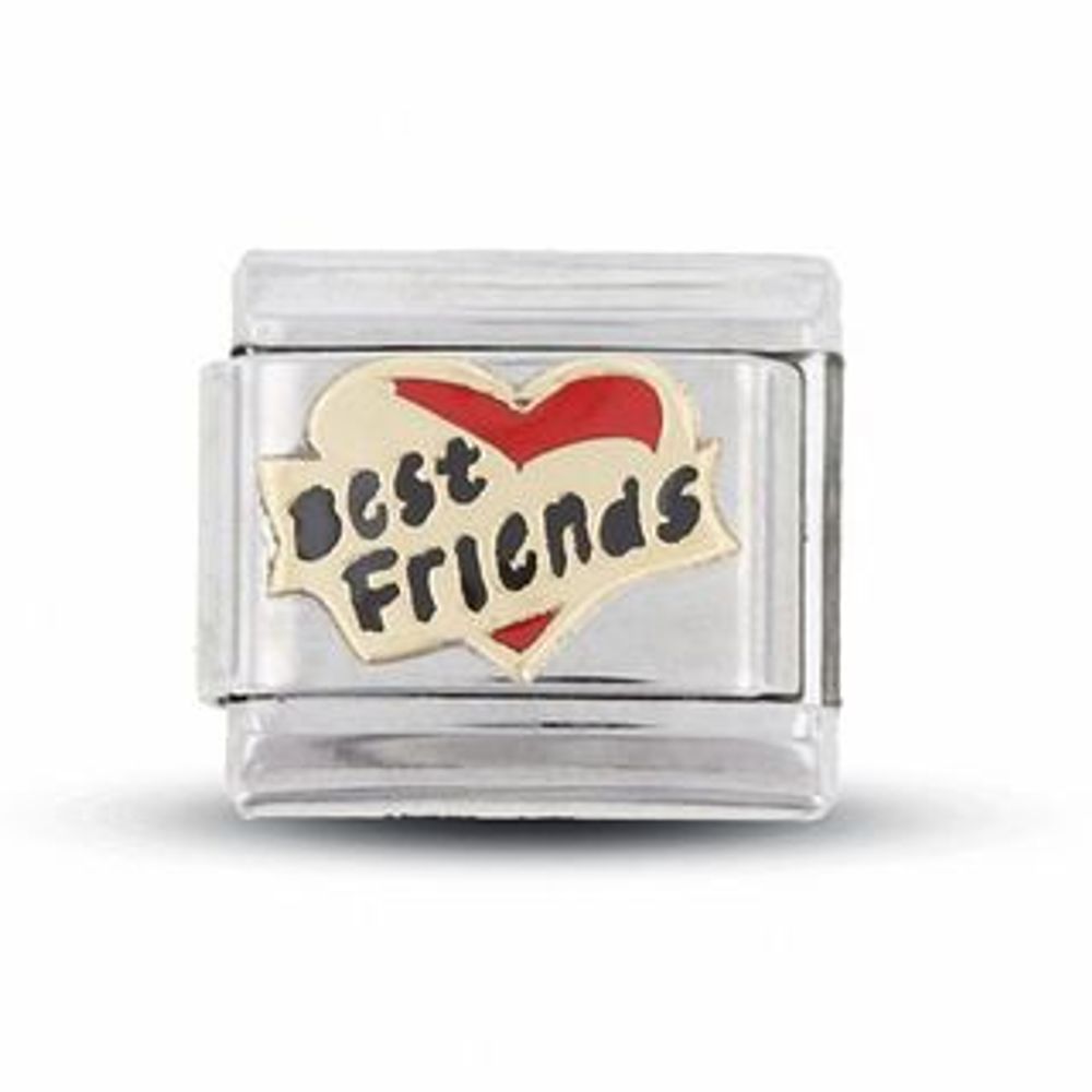 Enamel Best Friend Heart Italian Charm in Stainless Steel with 18K Gold-Tone Accents|Peoples Jewellers