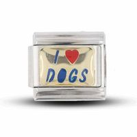 Enamel 'I Heart Dogs' Italian Charm in Stainless Steel and 18K Gold-Tone Accents|Peoples Jewellers