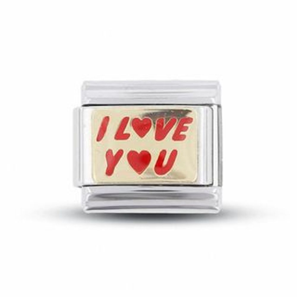 Enamel "I Love You" Italian Charm in Stainless Steel and 18K Gold-Tone Accents|Peoples Jewellers