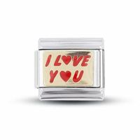 Enamel "I Love You" Italian Charm in Stainless Steel and 18K Gold-Tone Accents|Peoples Jewellers