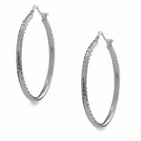 14K White Gold Tube Hoop Earrings|Peoples Jewellers