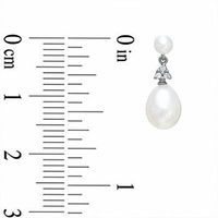 Freshwater Cultured Pearl and Diamond Accent Drop Earrings in 10K White Gold|Peoples Jewellers