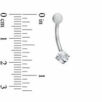 014 Gauge Curved Barbell with Cubic Zirconia in 14K White Gold|Peoples Jewellers