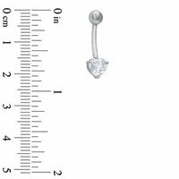 014 Gauge Belly Button Ring with Heart-Shaped Cubic Zirconia in 14K White Gold|Peoples Jewellers