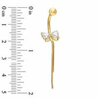 Butterfly with Tail Belly Button Ring with Cubic Zirconia in 14K Gold|Peoples Jewellers