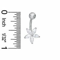 014 Gauge Flower Belly Button Ring with Marquise-Shaped Cubic Zirconia in Stainless Steel|Peoples Jewellers