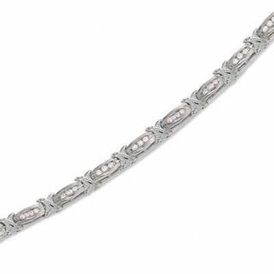 CT. T.W. Diamond "X" Channel Bracelet in 10K White Gold|Peoples Jewellers