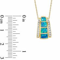 Cabochon Lab-Created Opal Inlay and 0.10 CT. T.W. Diamond Pendant in 10K Gold|Peoples Jewellers