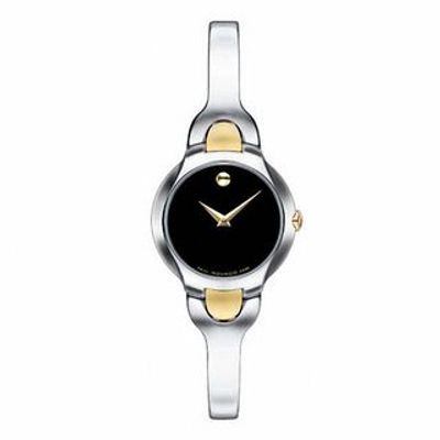 Ladies' Movado Kara™ Black Dial Two-Tone Bangle Watch (Model: 0605248)|Peoples Jewellers