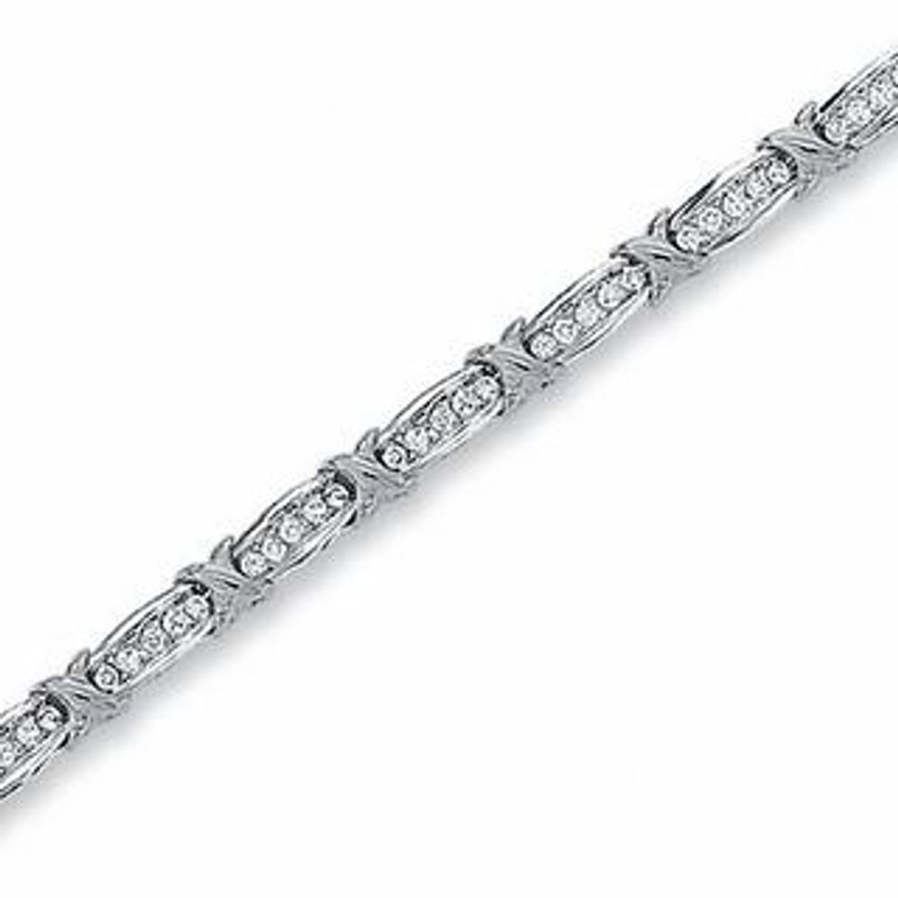 0.50 CT. T.W. Diamond Channel "X" Bracelet in 10K White Gold|Peoples Jewellers