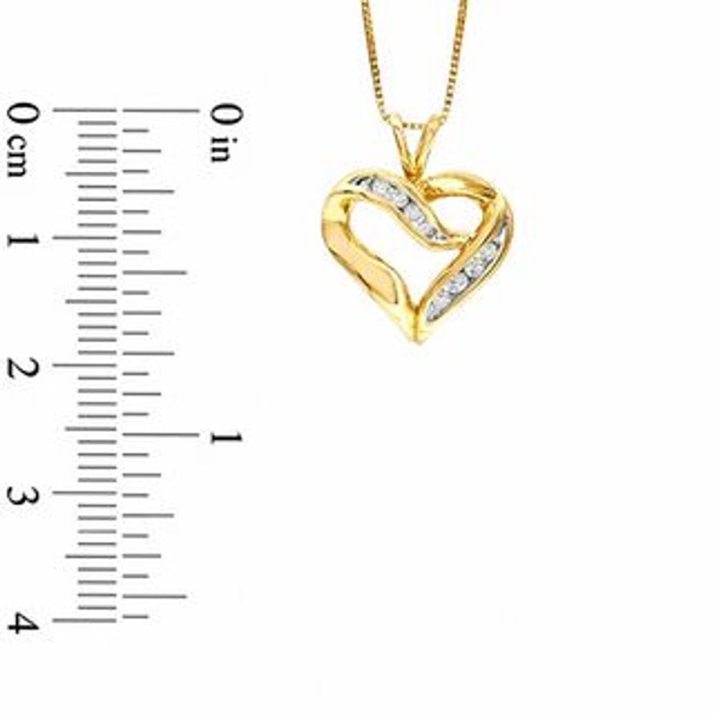 0.11 CT. T.W. Diamond Crossover Heart Pendant in 10K Gold|Peoples Jewellers