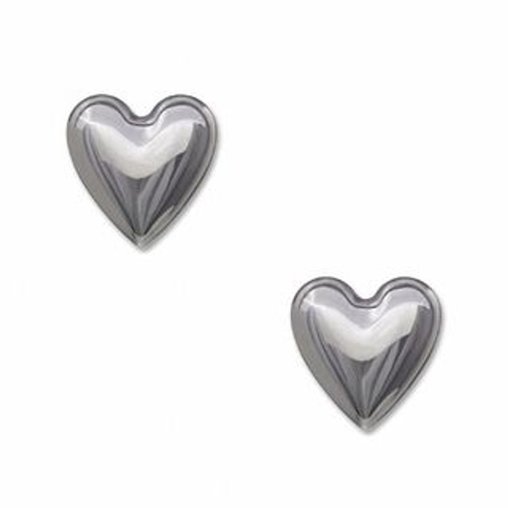 14K White Gold Puffed Heart Stud Earrings|Peoples Jewellers