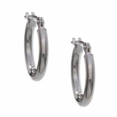 13.0mm Medium Hoop Earrings in 14K White Gold|Peoples Jewellers