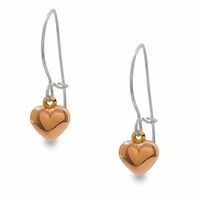 14K Two-Tone Gold Heart Dangle Earrings|Peoples Jewellers