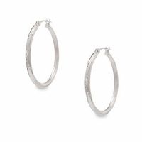 14K White Gold 25mm Hoop Earrings|Peoples Jewellers