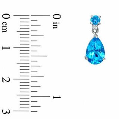 Pear-Shaped Blue Topaz and Diamond Accent Drop Earrings in 10K White Gold|Peoples Jewellers