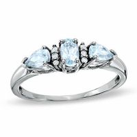 Aquamarine with Diamond Accent Ring in 10K White Gold|Peoples Jewellers