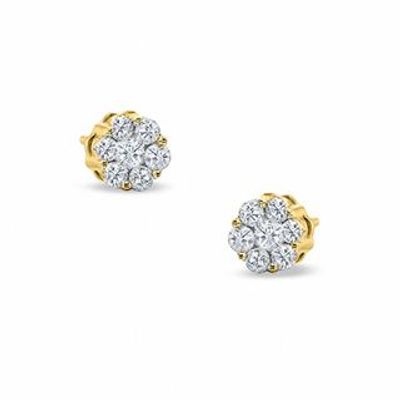 1/3 CT. T.W. Multi-Diamond Flower Stud Earrings in 10K White Gold