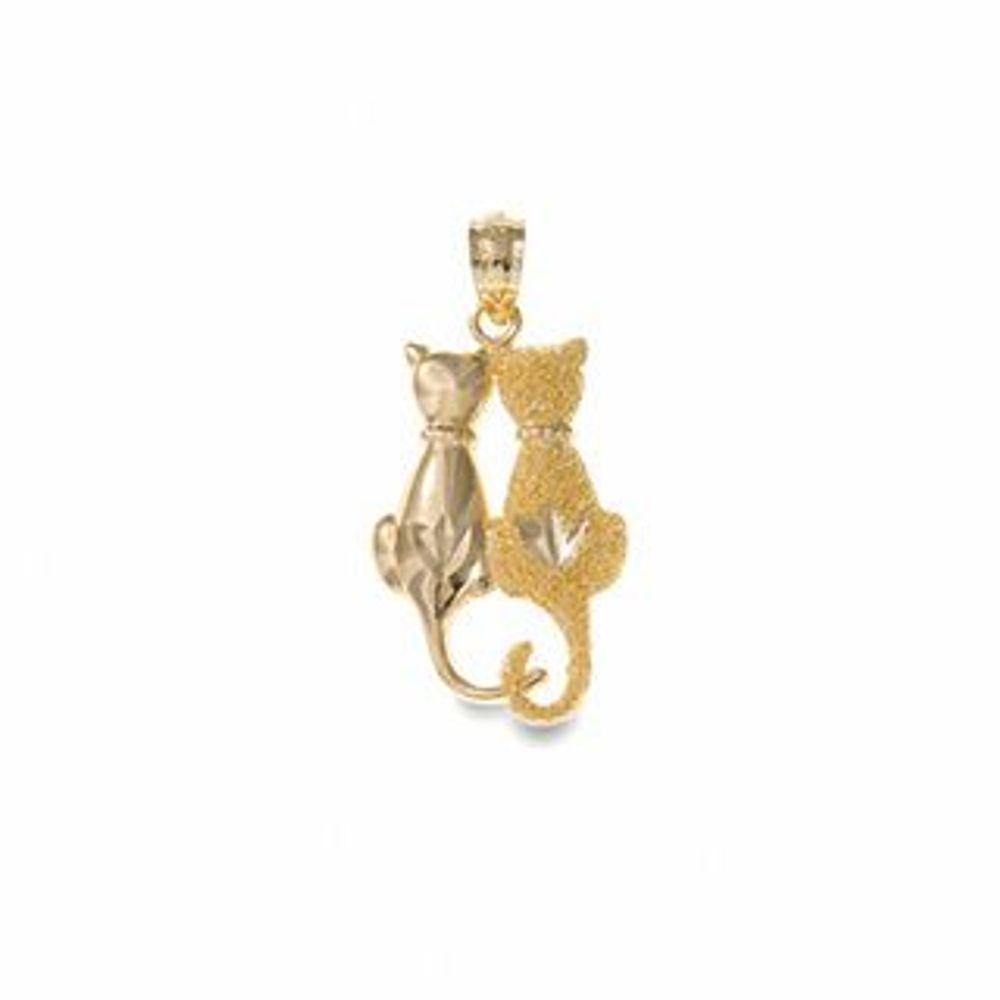 10K Gold Sitting Cats Charm Pendant|Peoples Jewellers