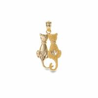 10K Gold Sitting Cats Charm Pendant|Peoples Jewellers