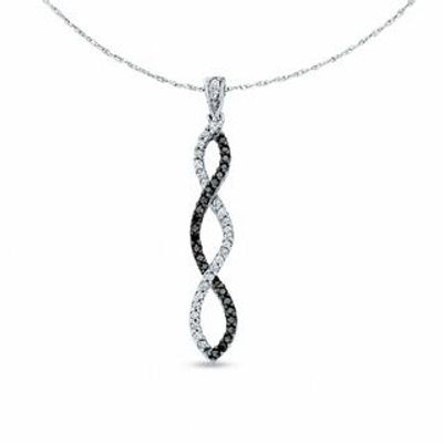0.25 CT. T.W. Enhanced Black and White Diamond Twine Pendant in 10K White Gold|Peoples Jewellers