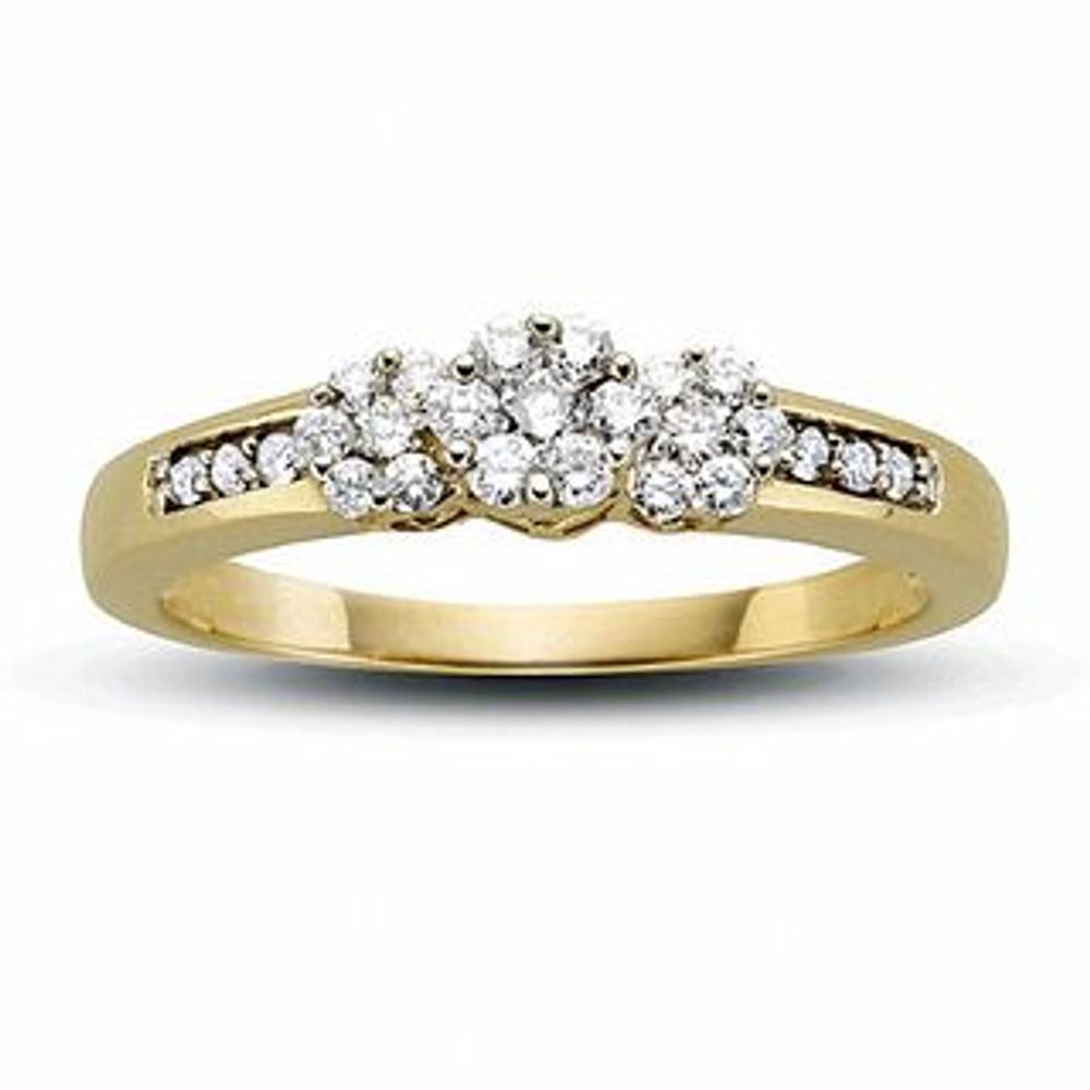 0.20 CT. T.W. Diamond Flower Three Stone Ring in 10K Gold|Peoples Jewellers