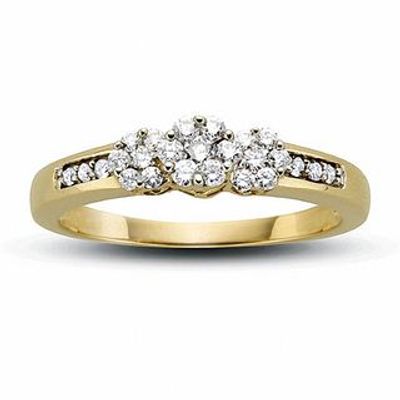 0.20 CT. T.W. Diamond Flower Three Stone Ring in 10K Gold|Peoples Jewellers