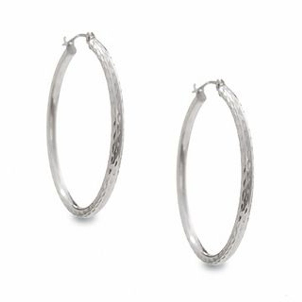 14K White Gold 29mm Hoop Earrings|Peoples Jewellers