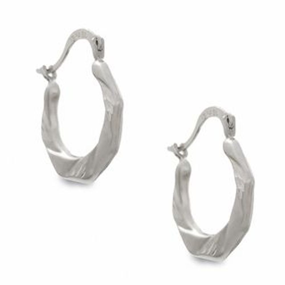 14K White Gold T-Rex Hoop Earrings|Peoples Jewellers