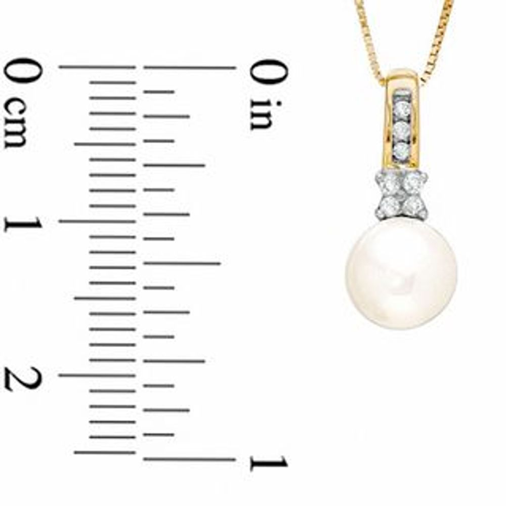 Freshwater Cultured Pearl and Diamond Accent Pendant in 10K Gold|Peoples Jewellers