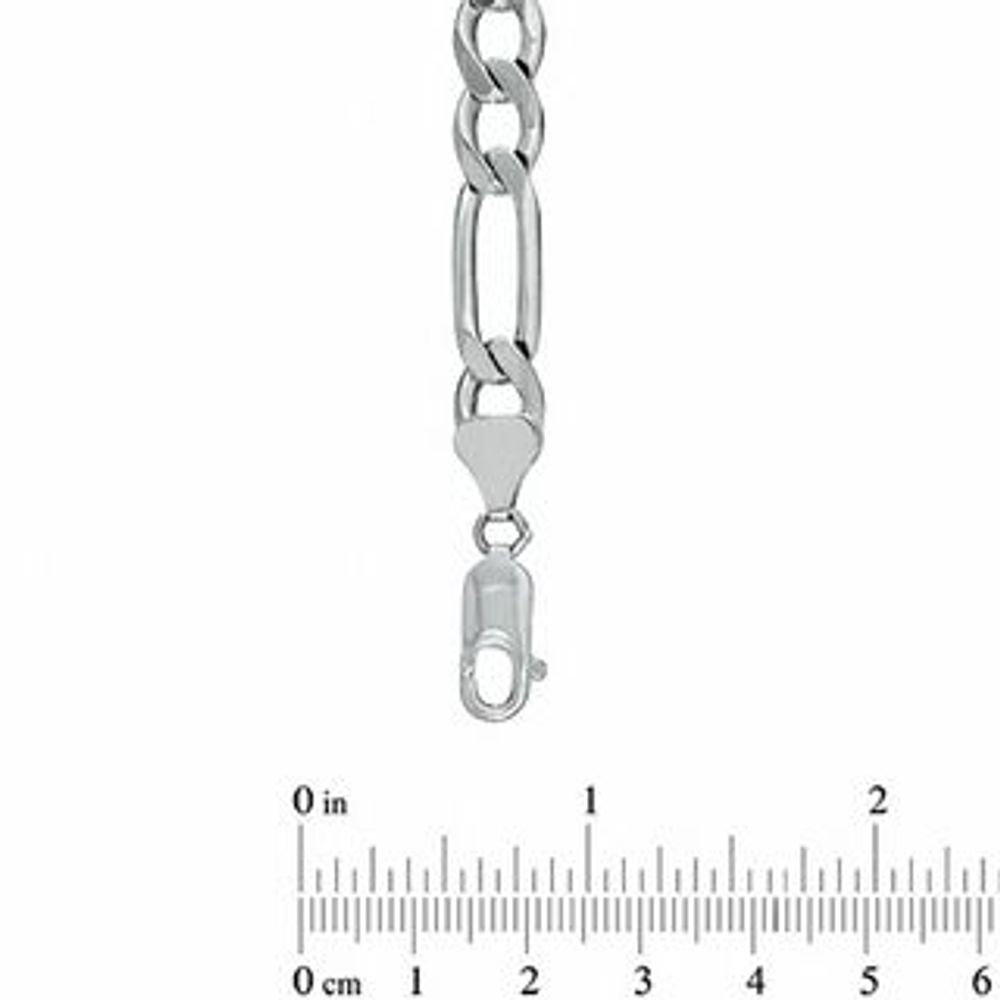 Men's 8.0mm Pavé Figaro Chain Bracelet in Sterling Silver - 9.0"|Peoples Jewellers