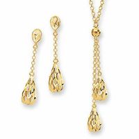 Teardrop Necklace and Earrings Boxed Set in 10K Gold - 17"|Peoples Jewellers